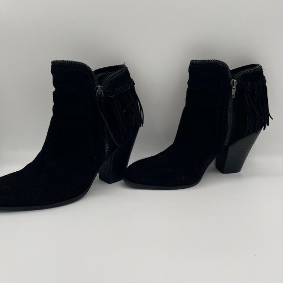 DOLCE VITA Suede Booties with Fringe, Black, Size 9, 3.25" Heel - Picture 4 of 6